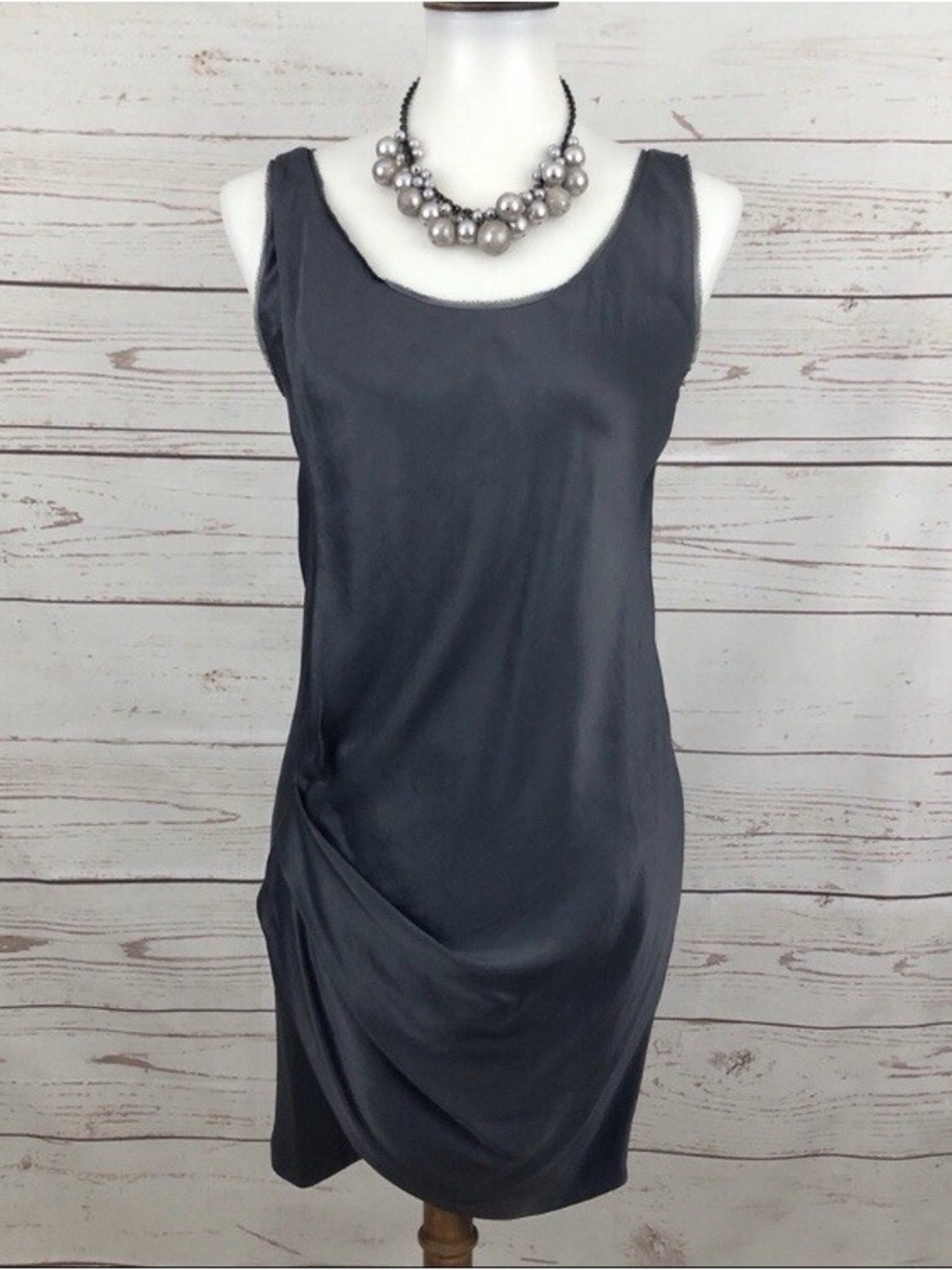 HELMUT LANG Asymmetrical Draped Silk Dress Size 6